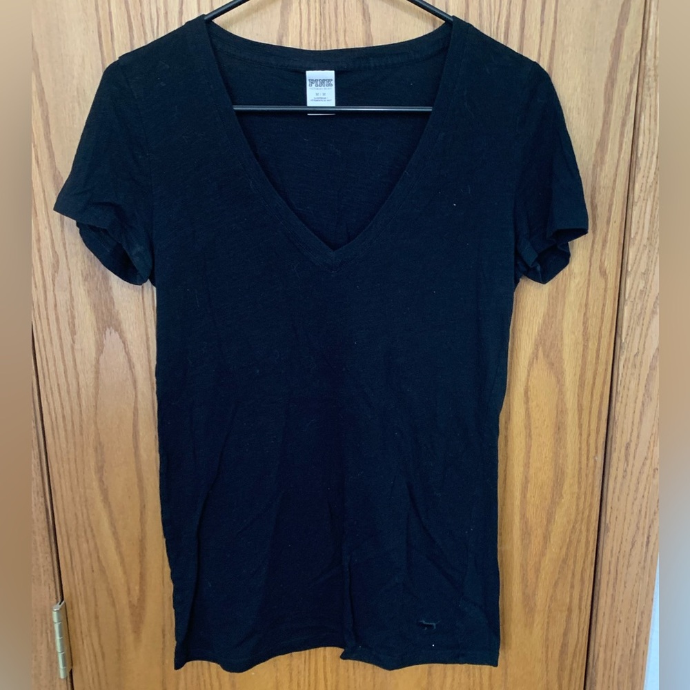 Victoria’s Secret pink, black v neck, size medium
